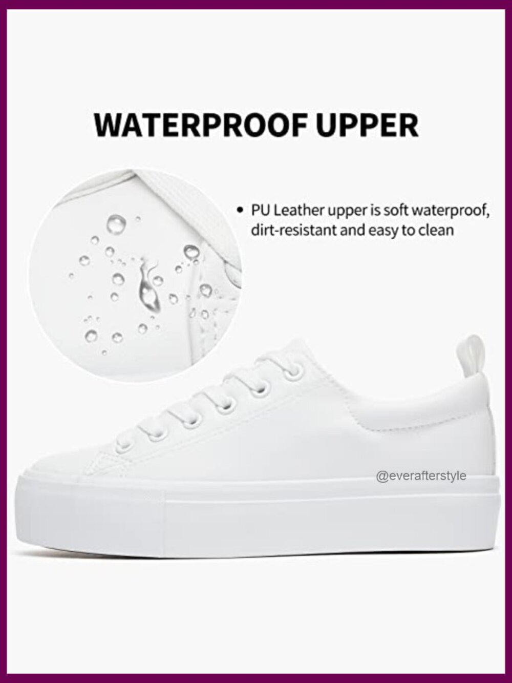 PU Leather Platform Sneakers Lace Up Casual Walking Shoes - Picture 5 of 7